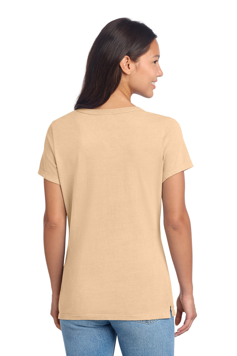 Port & Co Women's Beach Wash Garment-Dyed V-Neck Tee - Peach