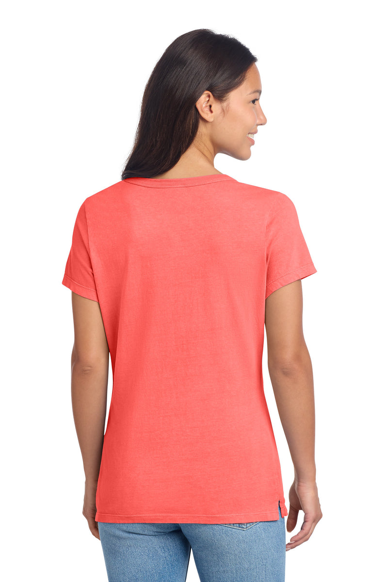 Port & Co Women's Beach Wash Garment-Dyed V-Neck Tee - Poppy