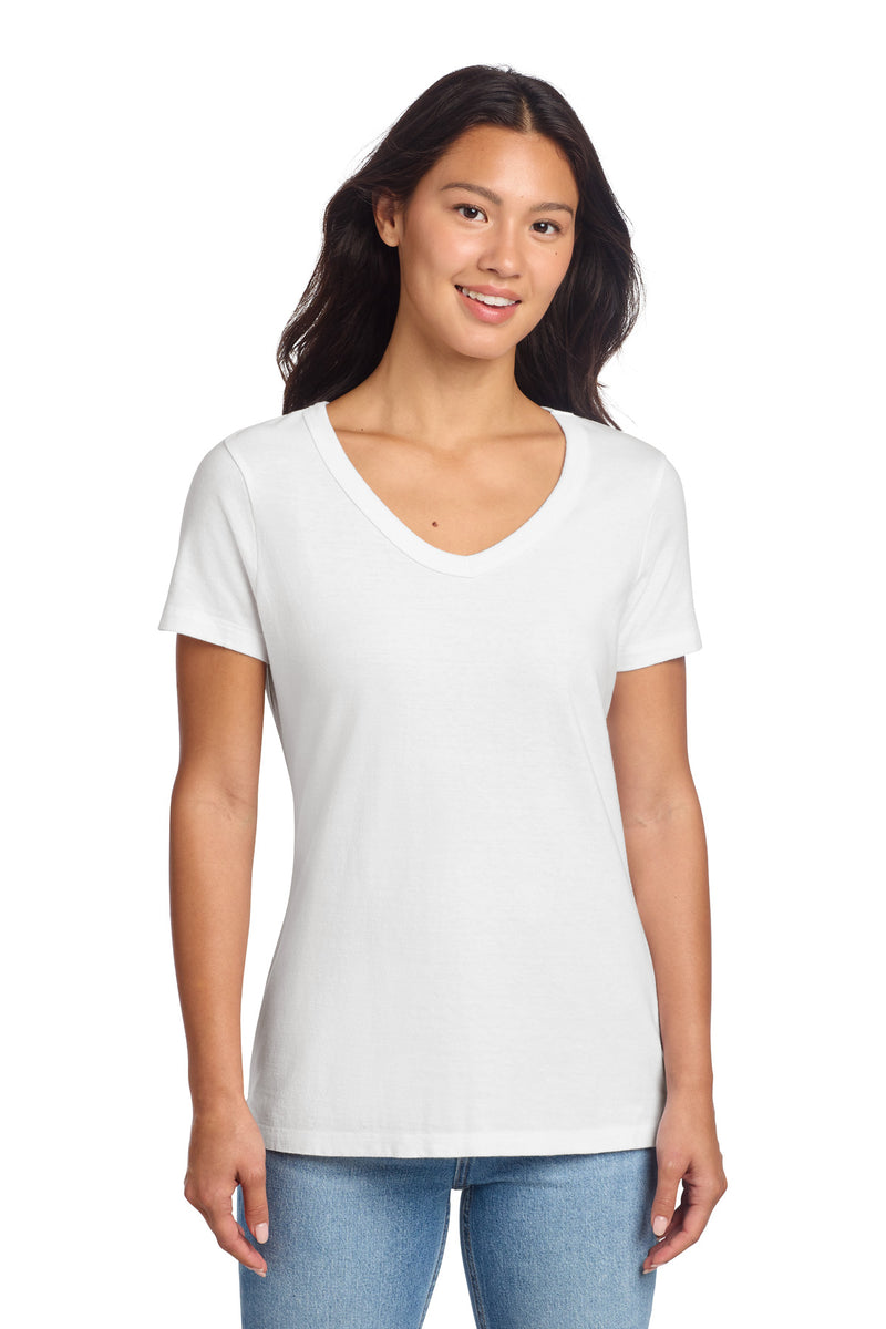 Port & Co Women's Beach Wash Garment-Dyed V-Neck Tee - White