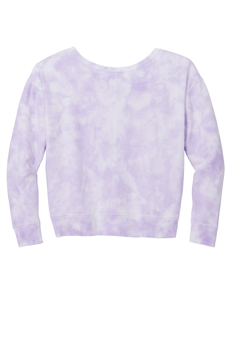 Port & Co Women's Beach Wash Cloud Tie-Dye V-Neck Sweatshirt - Amethyst