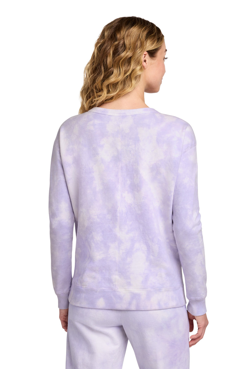 Port & Co Women's Beach Wash Cloud Tie-Dye V-Neck Sweatshirt - Amethyst