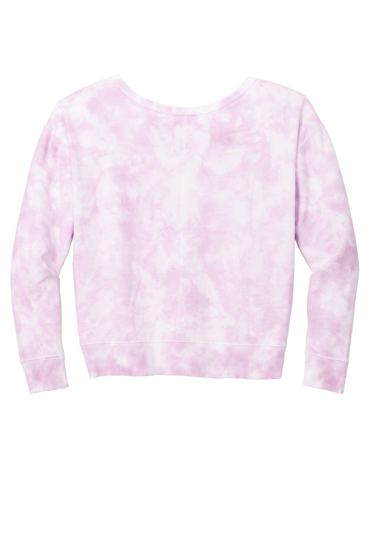 Port & Co Women's Beach Wash Cloud Tie-Dye V-Neck Sweatshirt - Cerise Pink