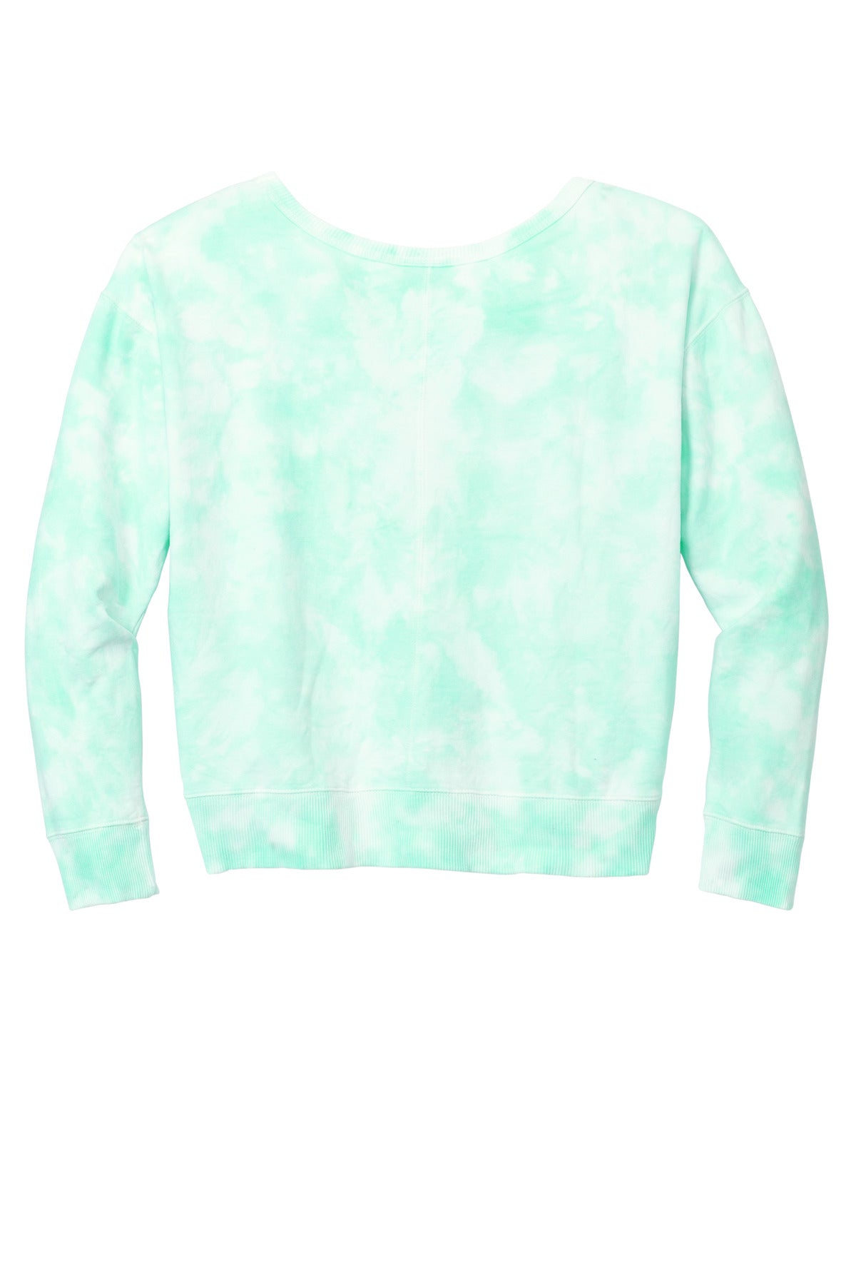 Port & Co Women's Beach Wash Cloud Tie-Dye V-Neck Sweatshirt - Cool Mint