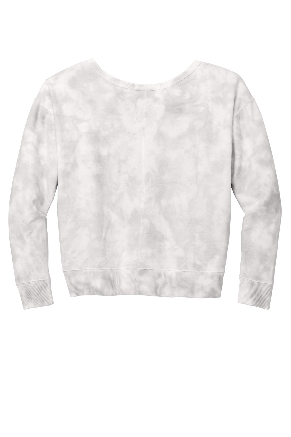 Port & Co Women's Beach Wash Cloud Tie-Dye V-Neck Sweatshirt - Dove Grey