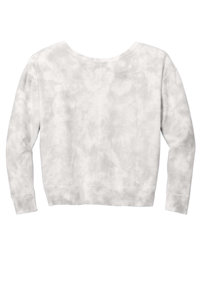 Port & Co Women's Beach Wash Cloud Tie-Dye V-Neck Sweatshirt - Dove Grey