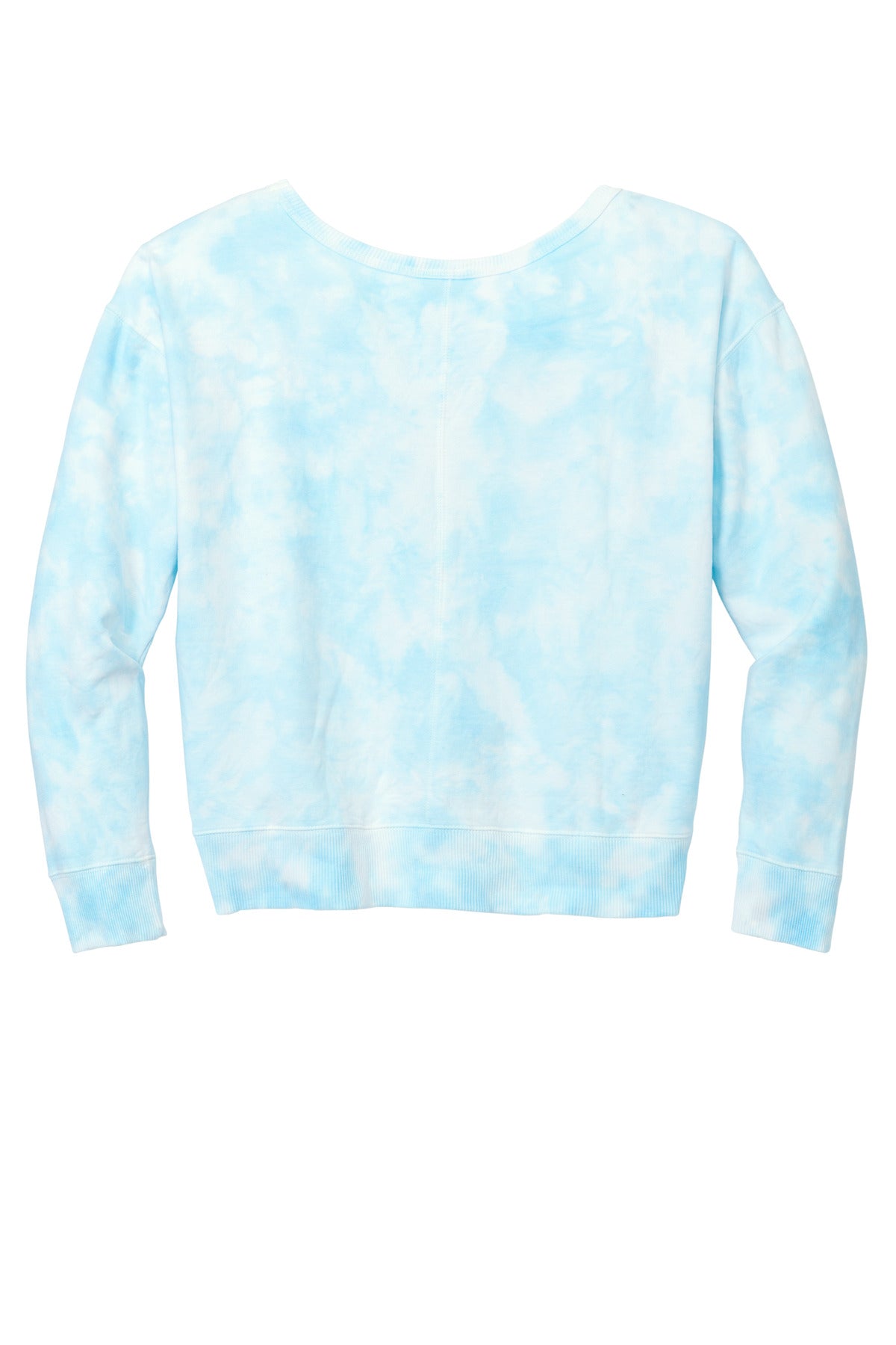 Port & Co Women's Beach Wash Cloud Tie-Dye V-Neck Sweatshirt - Glacier