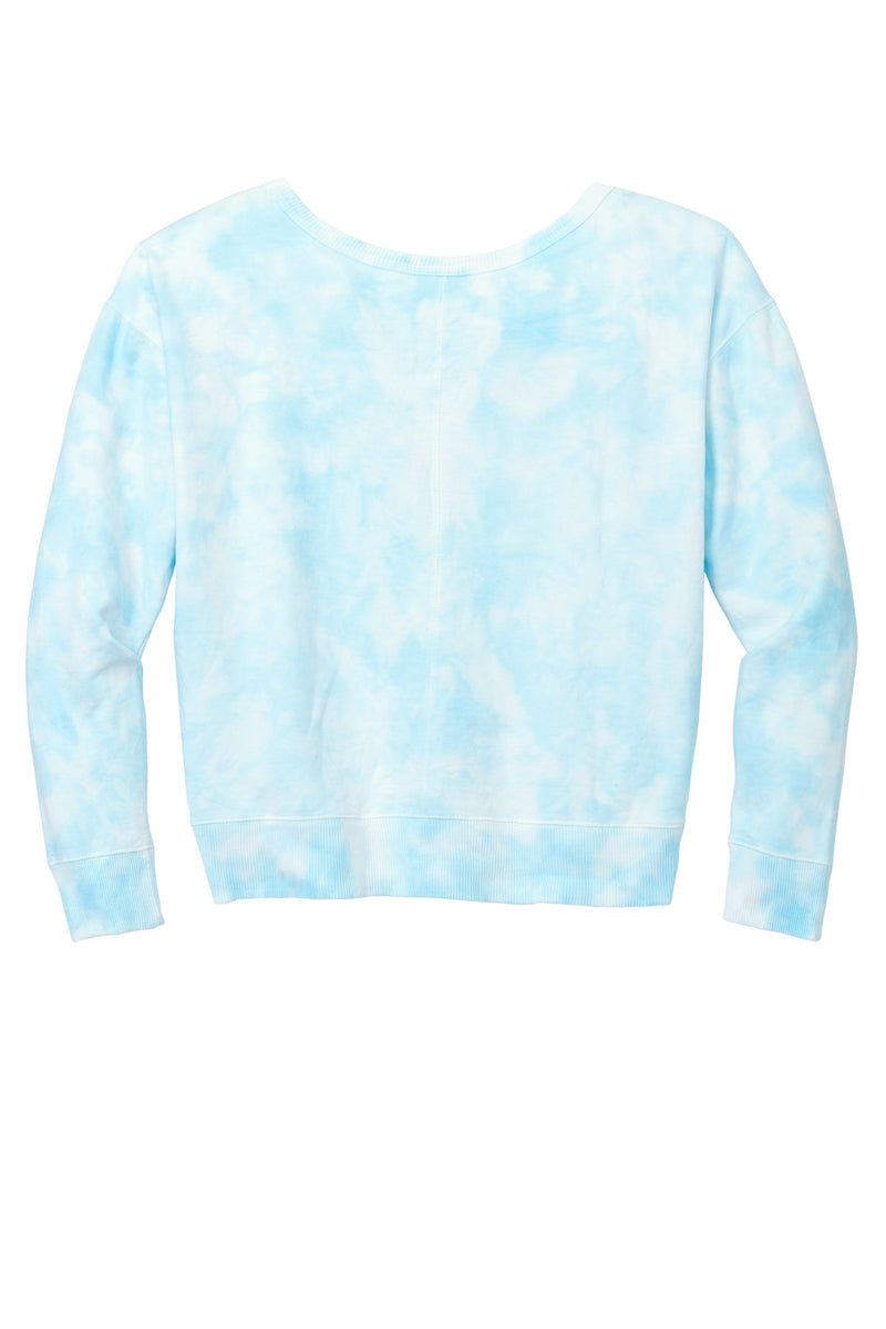 Port & Co Women's Beach Wash Cloud Tie-Dye V-Neck Sweatshirt - Glacier