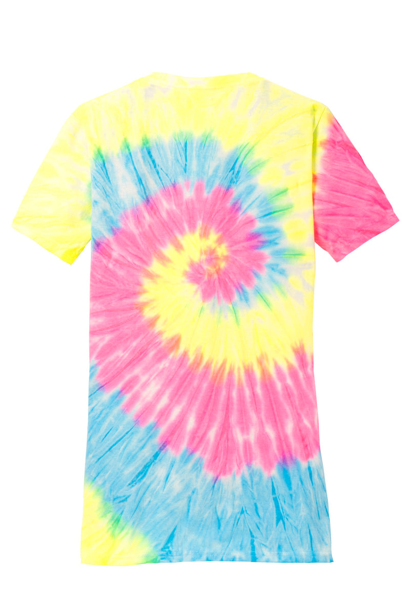 Port & Co Women's Tie-Dye V-Neck Tee - Neon Rainbow