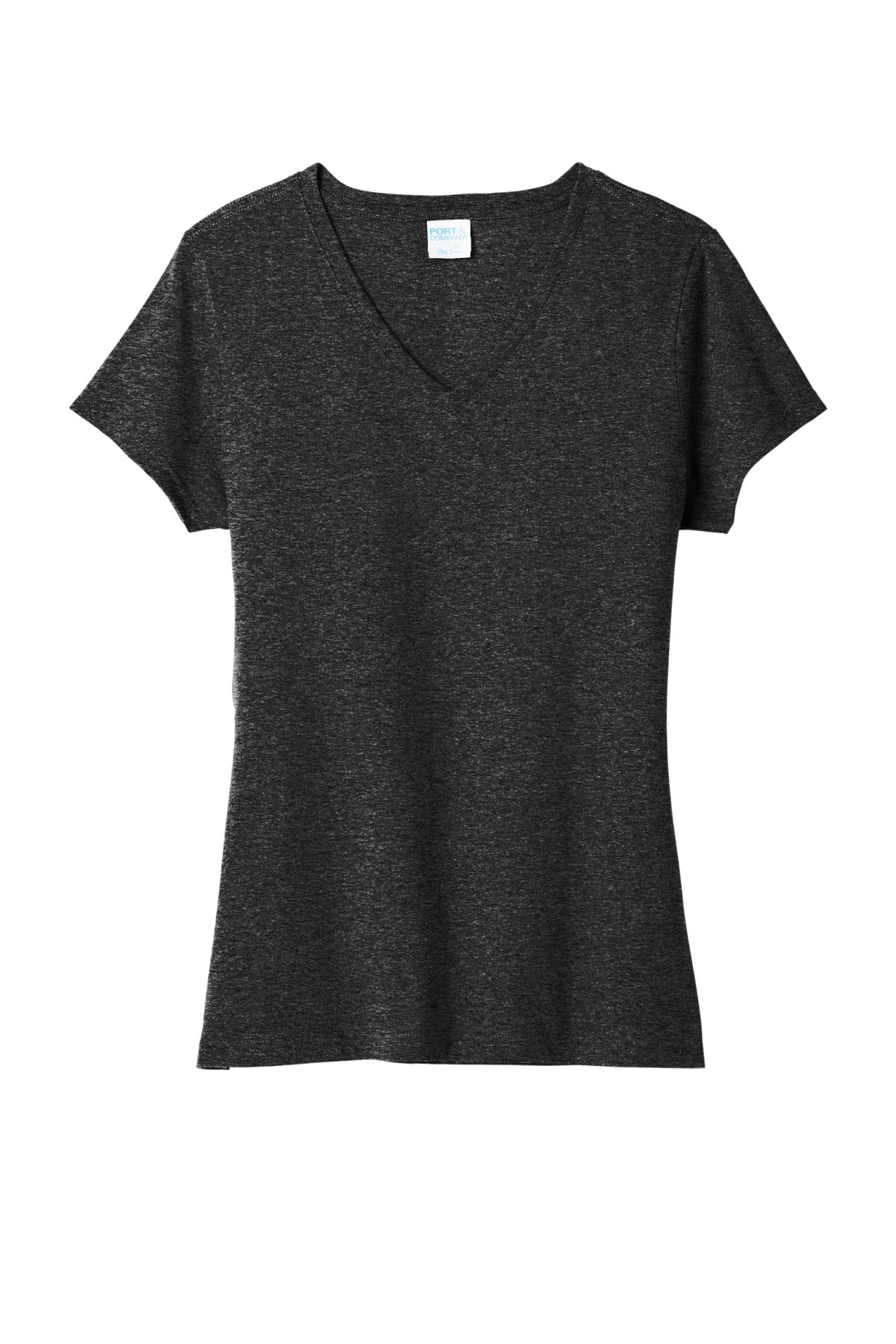 Port & Co Women's Tri-Blend V-Neck Tee - Black Heather