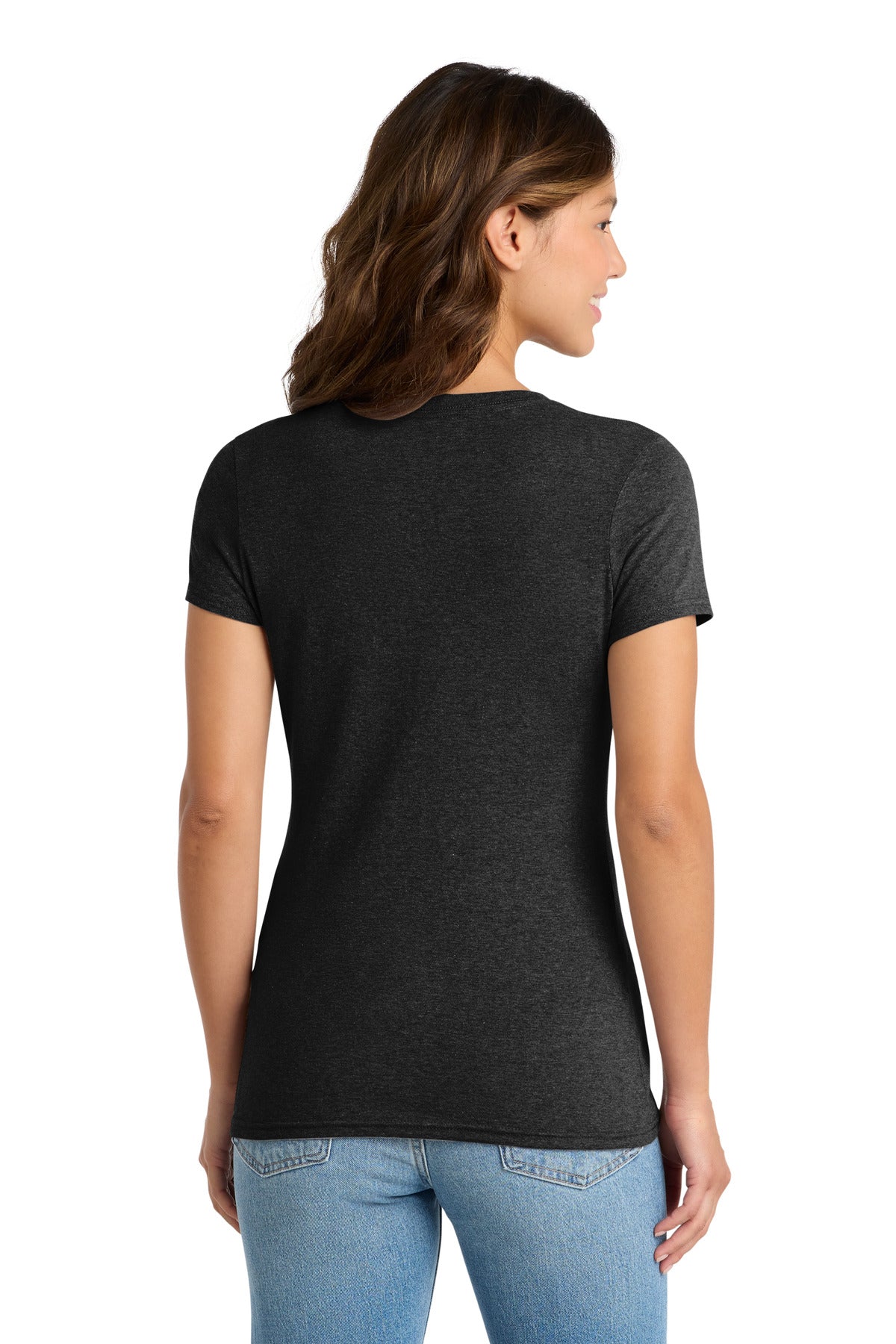 Port & Co Women's Tri-Blend V-Neck Tee - Black Heather