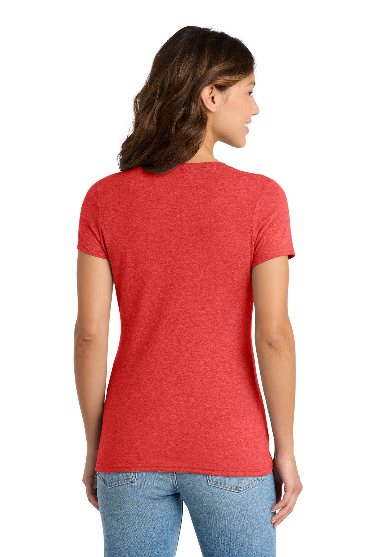 Port & Co Women's Tri-Blend V-Neck Tee - Bright Red Heather