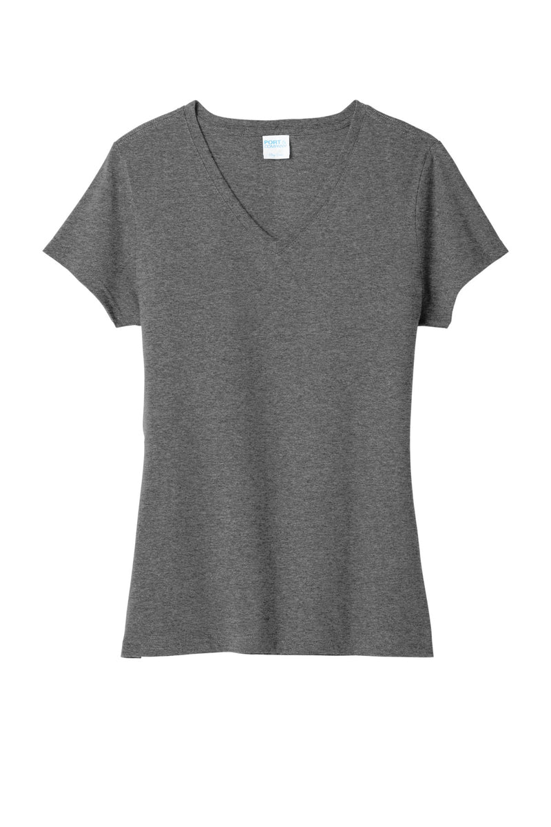 Port & Co Women's Tri-Blend V-Neck Tee - Graphite Heather
