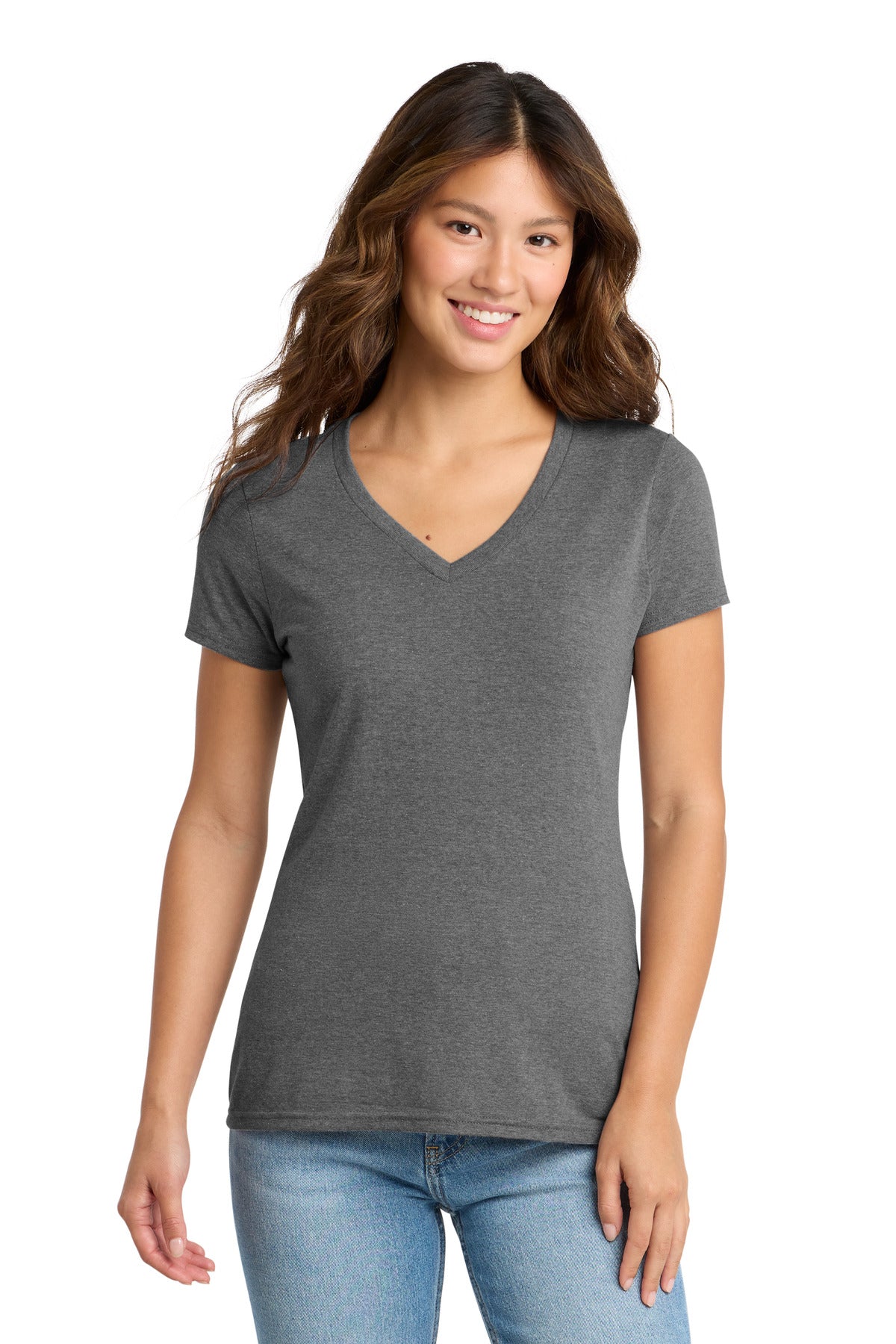 Port & Co Women's Tri-Blend V-Neck Tee - Graphite Heather