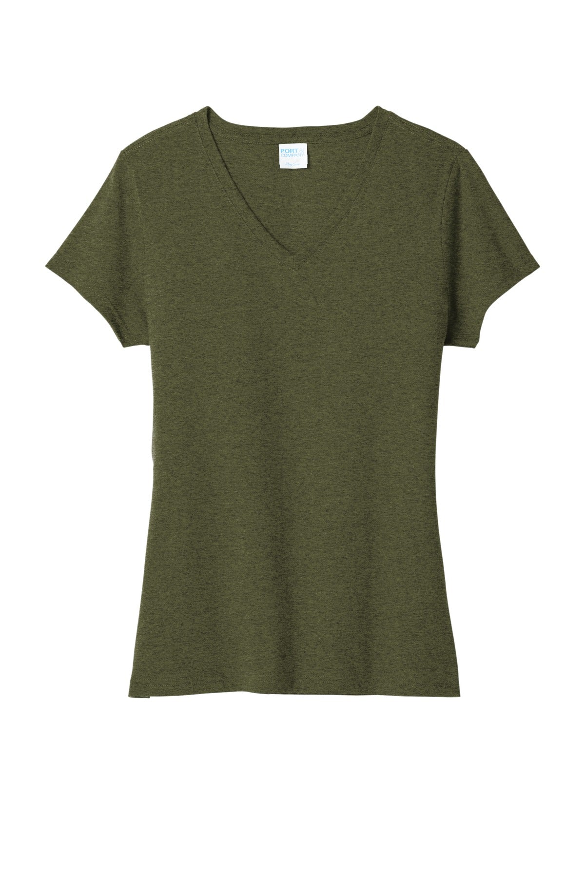 Port & Co Women's Tri-Blend V-Neck Tee - Military Green Heather