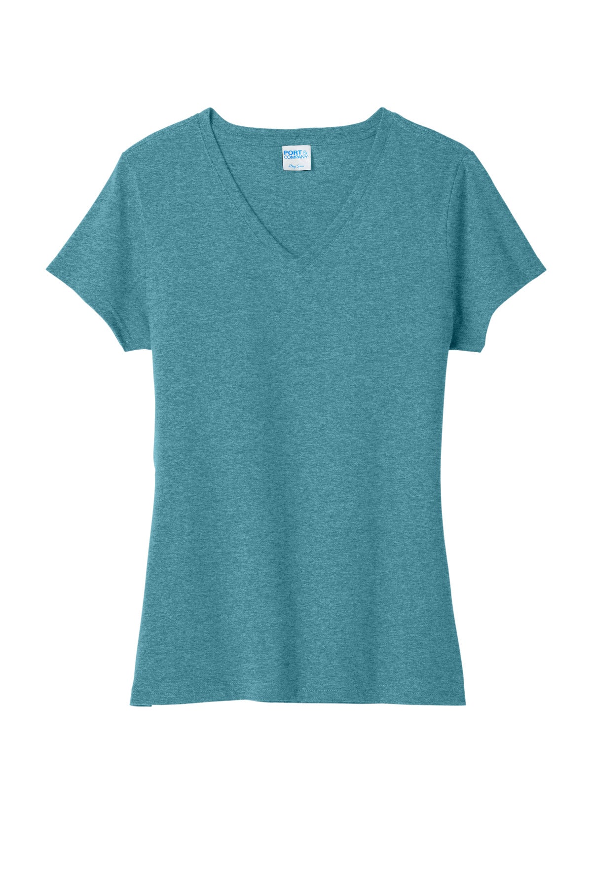 Port & Co Women's Tri-Blend V-Neck Tee - Vivid Teal Heather