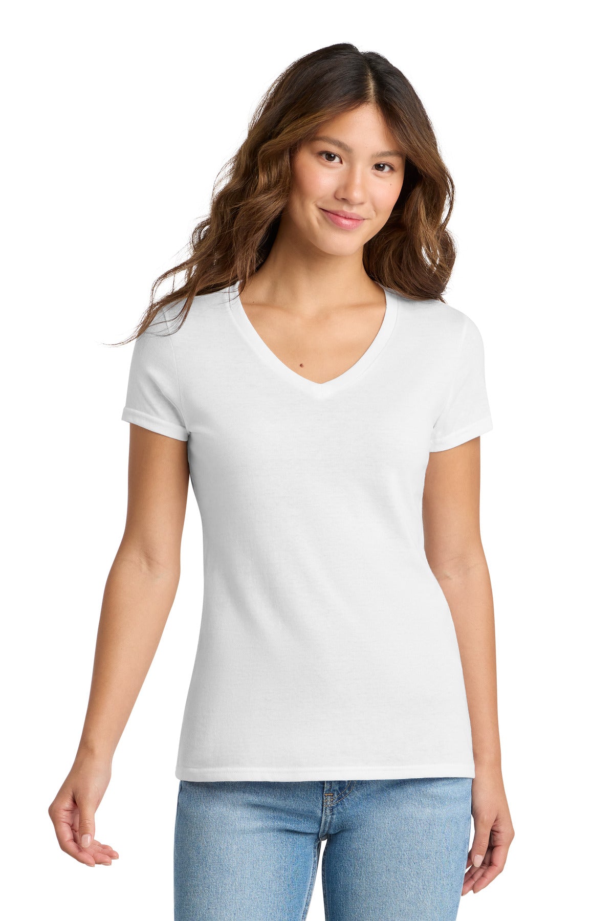 Port & Co Women's Tri-Blend V-Neck Tee - White