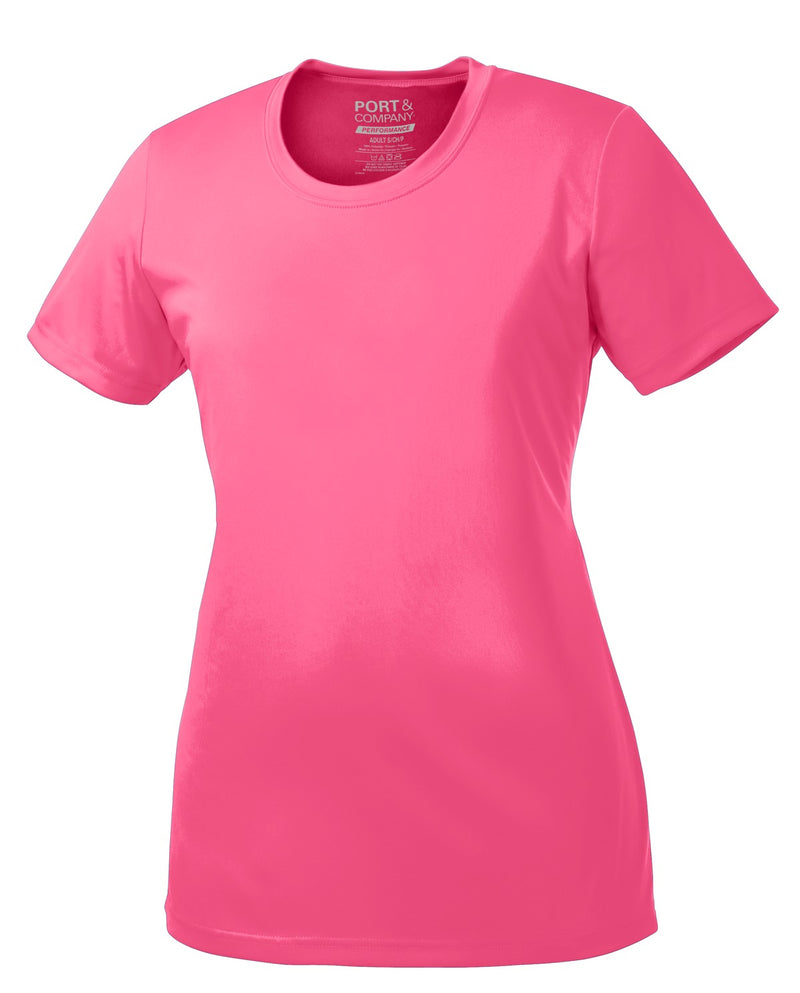 Port & Co Women's Performance Tee - Neon Pink