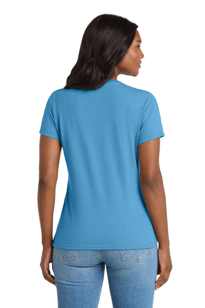 Port & Co Women's Performance Blend V-Neck Tee - Aquatic Blue