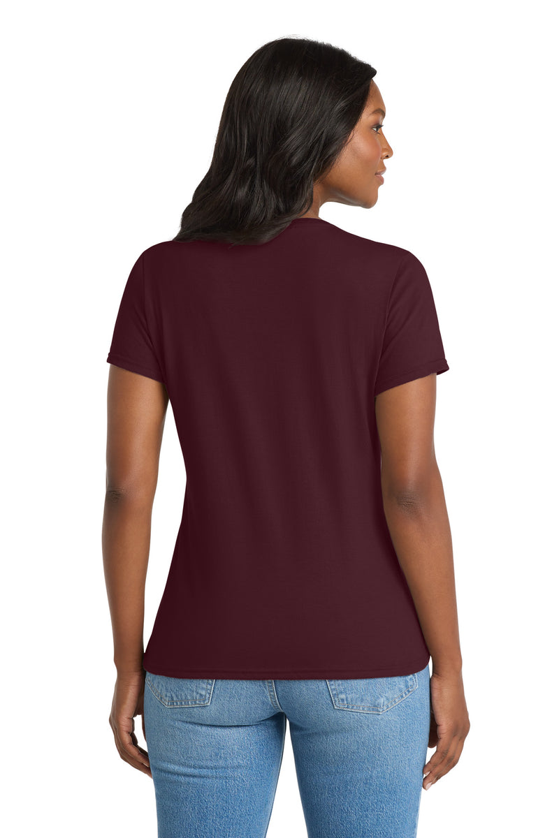 Port & Co Women's Performance Blend V-Neck Tee - Athletic Maroon