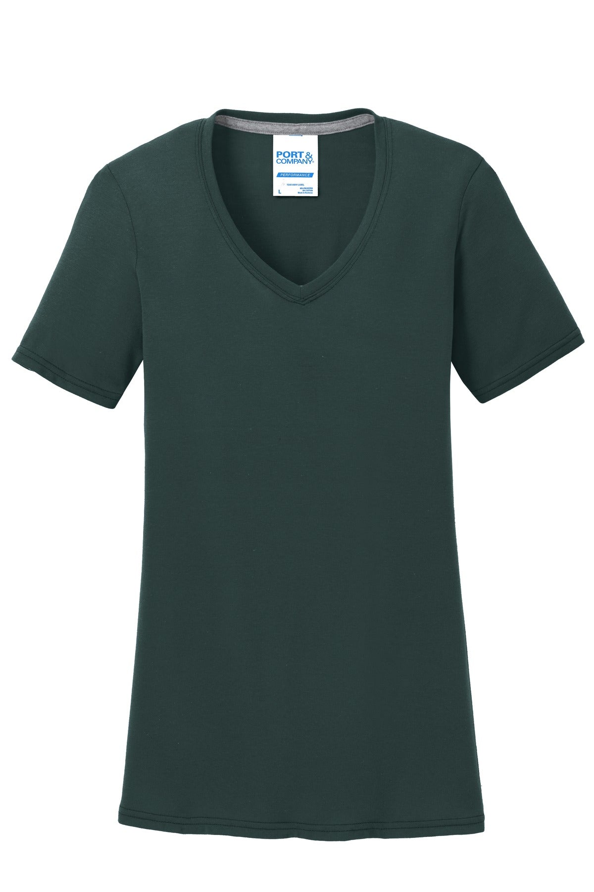 Port & Co Women's Performance Blend V-Neck Tee - Dark Green