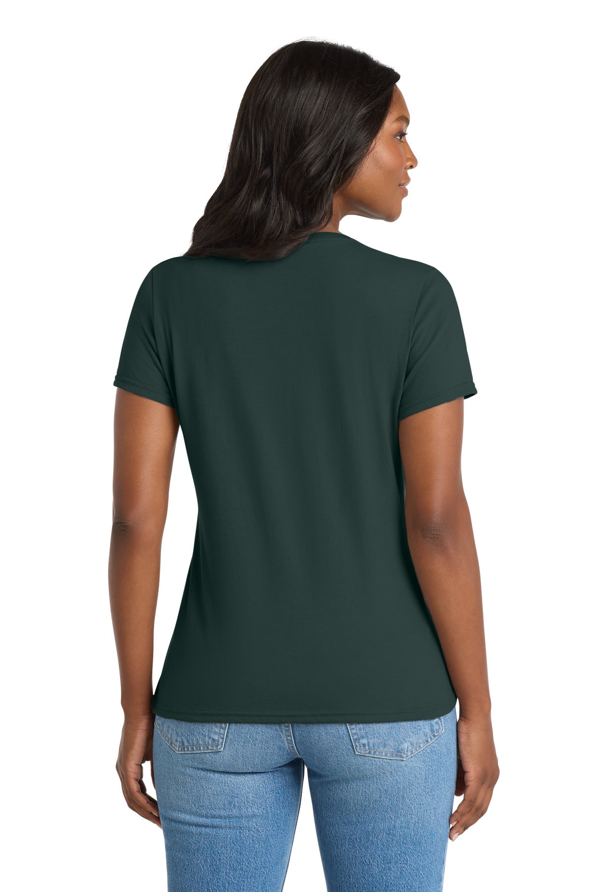 Port & Co Women's Performance Blend V-Neck Tee - Dark Green
