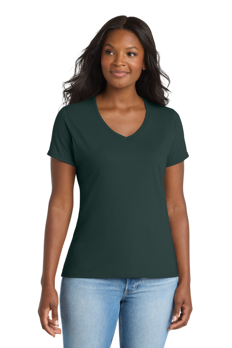 Port & Co Women's Performance Blend V-Neck Tee - Dark Green