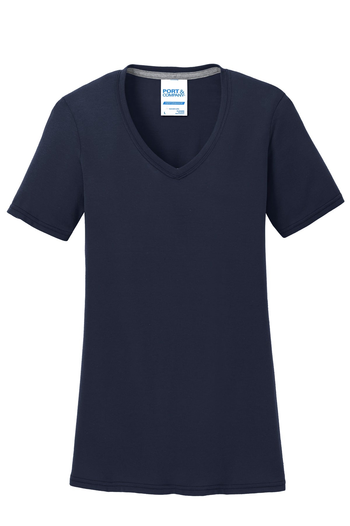 Port & Co Women's Performance Blend V-Neck Tee - Deep Navy