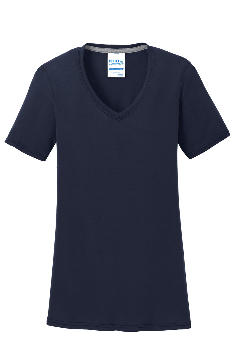 Port & Co Women's Performance Blend V-Neck Tee - Deep Navy
