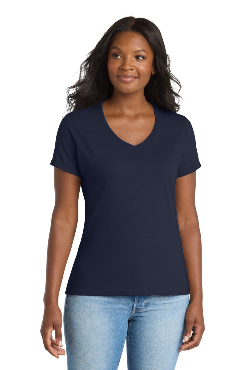 Port & Co Women's Performance Blend V-Neck Tee - Deep Navy