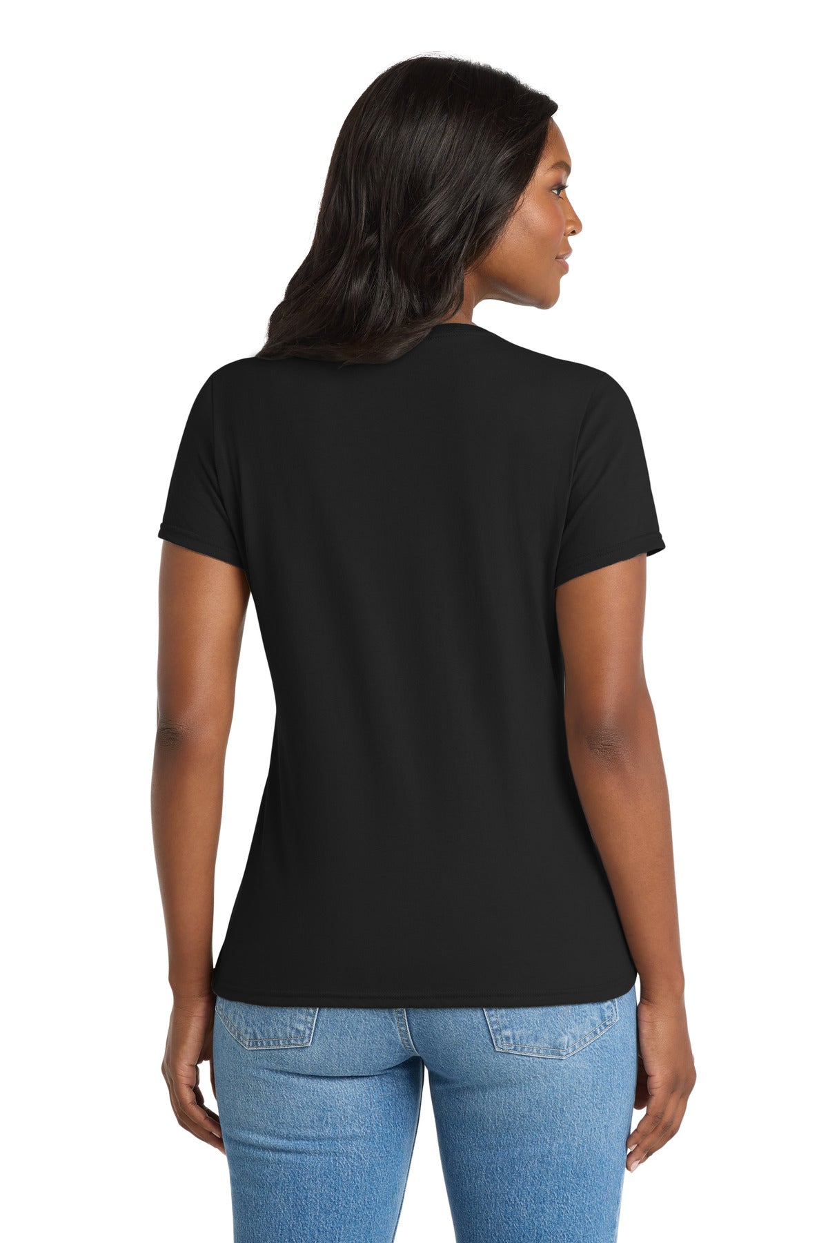 Port & Co Women's Performance Blend V-Neck Tee - Jet Black