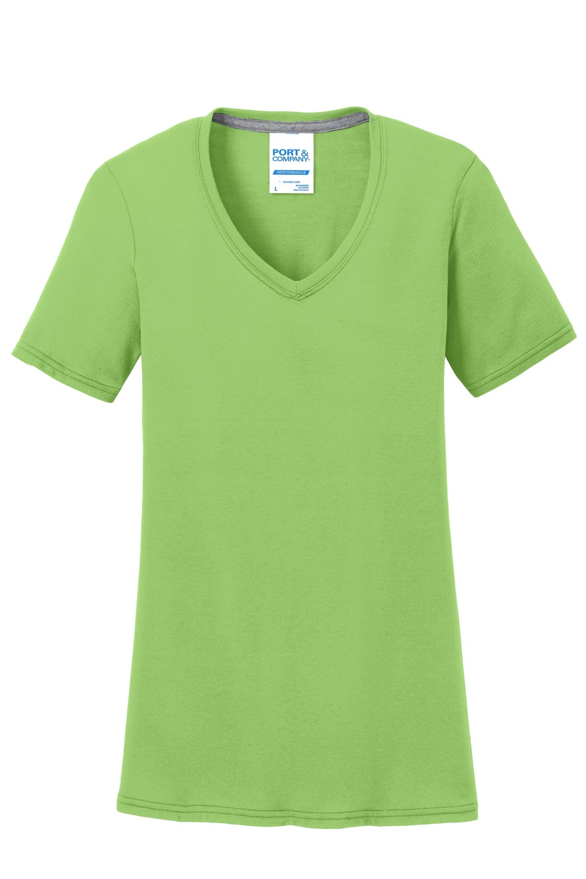 Port & Co Women's Performance Blend V-Neck Tee - Lime