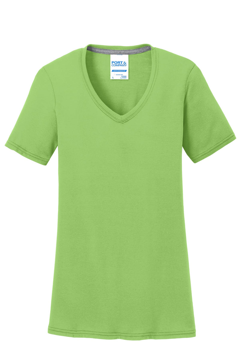Port & Co Women's Performance Blend V-Neck Tee - Lime