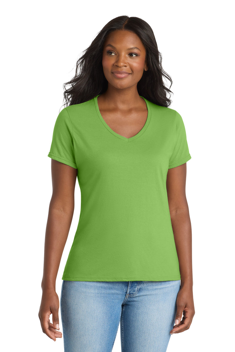 Port & Co Women's Performance Blend V-Neck Tee - Lime