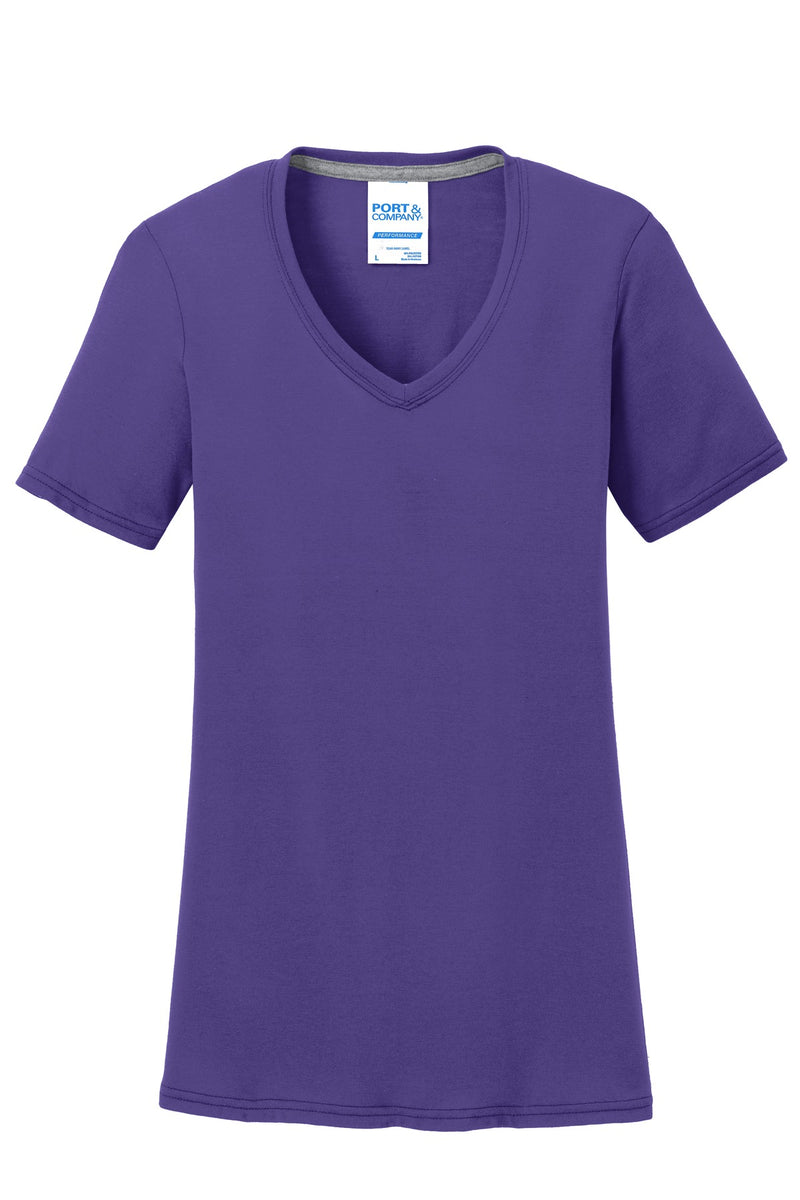 Port & Co Women's Performance Blend V-Neck Tee - Purple