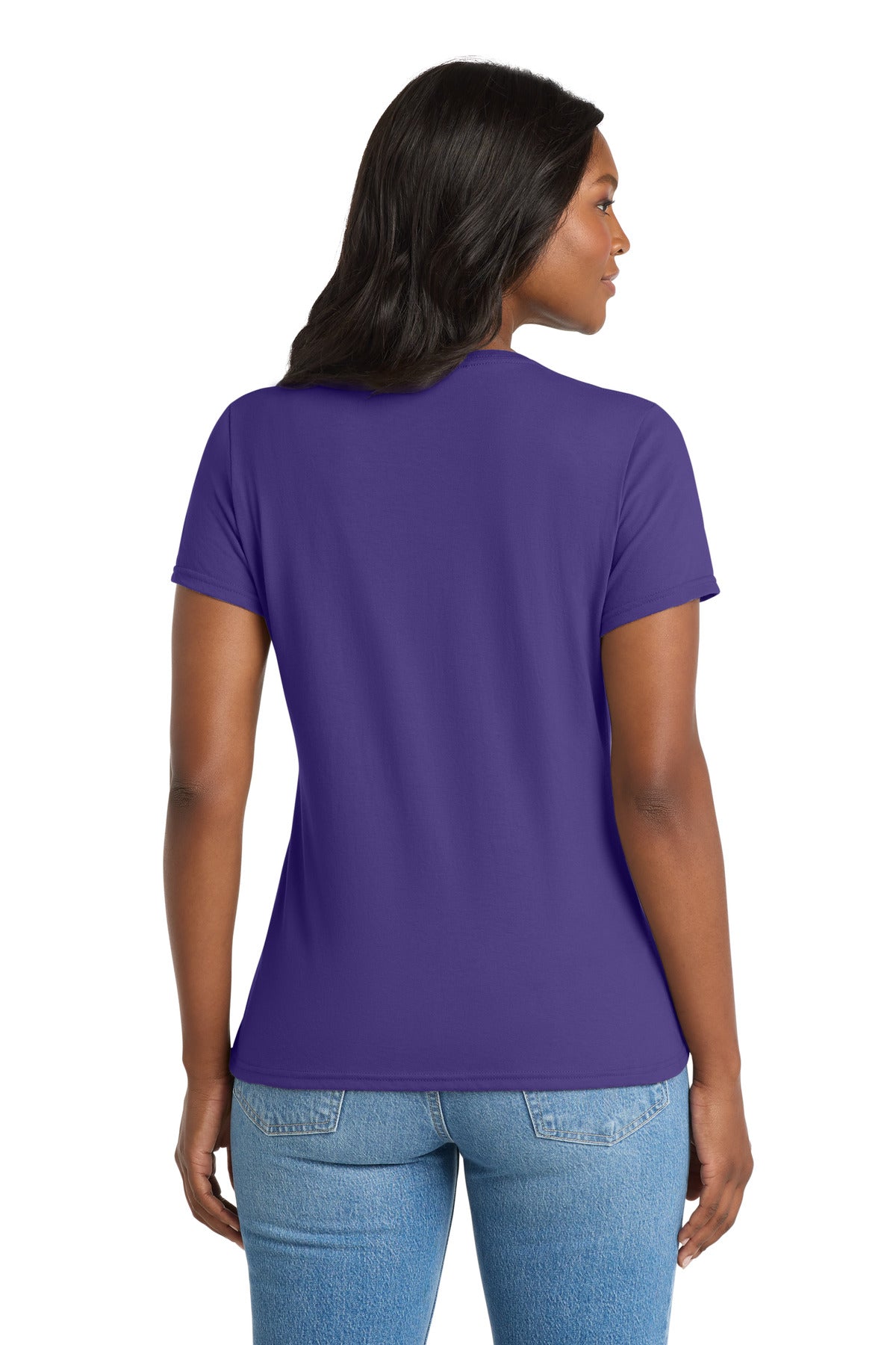Port & Co Women's Performance Blend V-Neck Tee - Purple