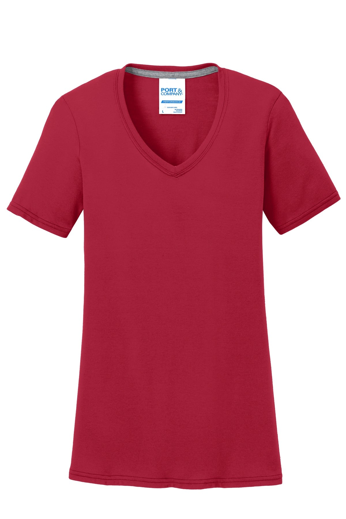 Port & Co Women's Performance Blend V-Neck Tee - Red