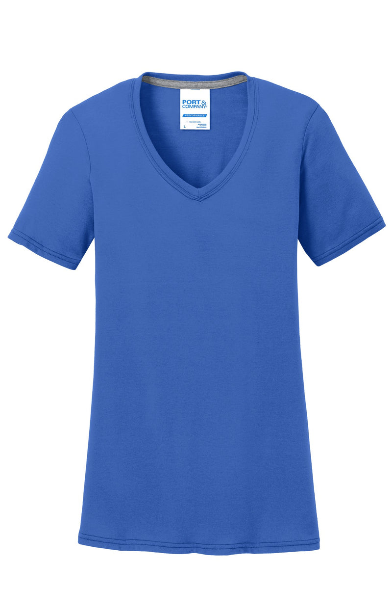 Port & Co Women's Performance Blend V-Neck Tee - True Royal