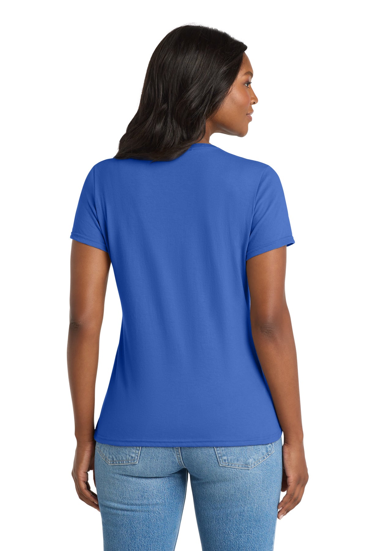 Port & Co Women's Performance Blend V-Neck Tee - True Royal