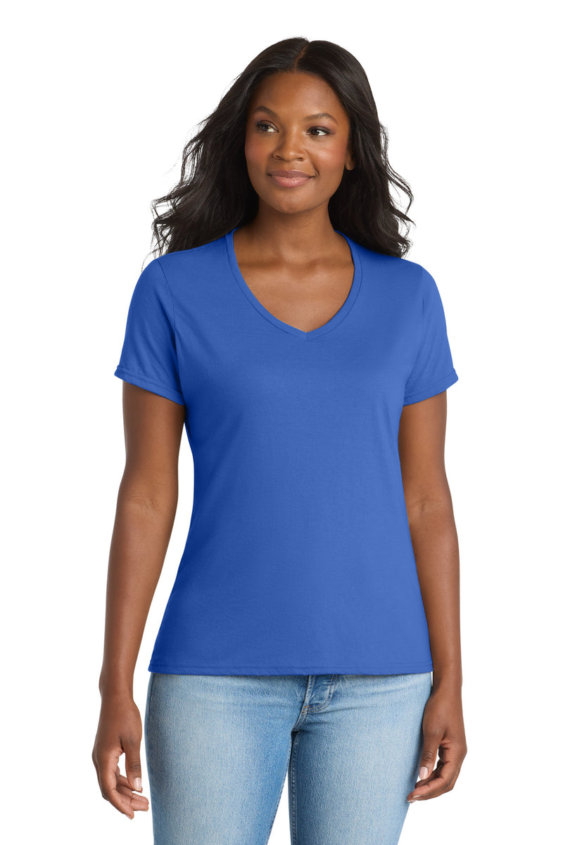 Port & Co Women's Performance Blend V-Neck Tee - True Royal