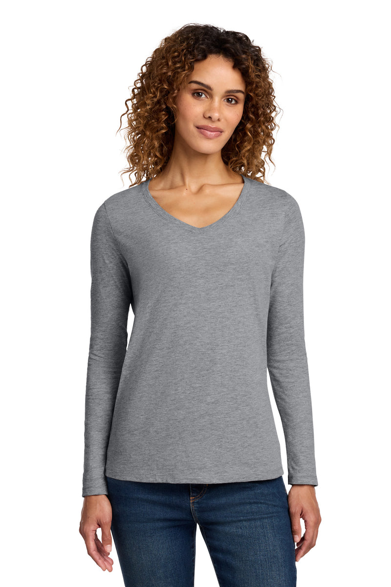 Port & Co Women's Long Sleeve Fan Favorite V-Neck Tee - Athletic Heather
