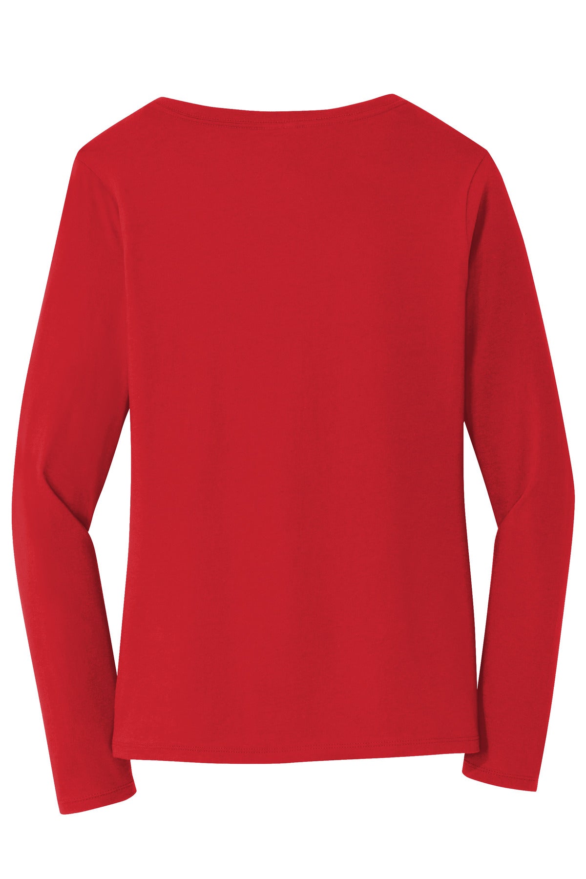 Port & Co Women's Long Sleeve Fan Favorite V-Neck Tee - Bright Red