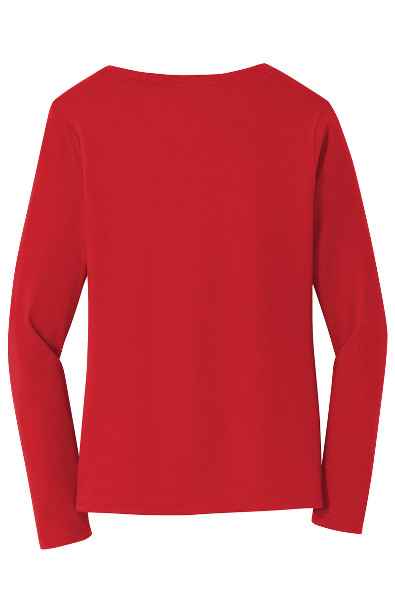 Port & Co Women's Long Sleeve Fan Favorite V-Neck Tee - Bright Red