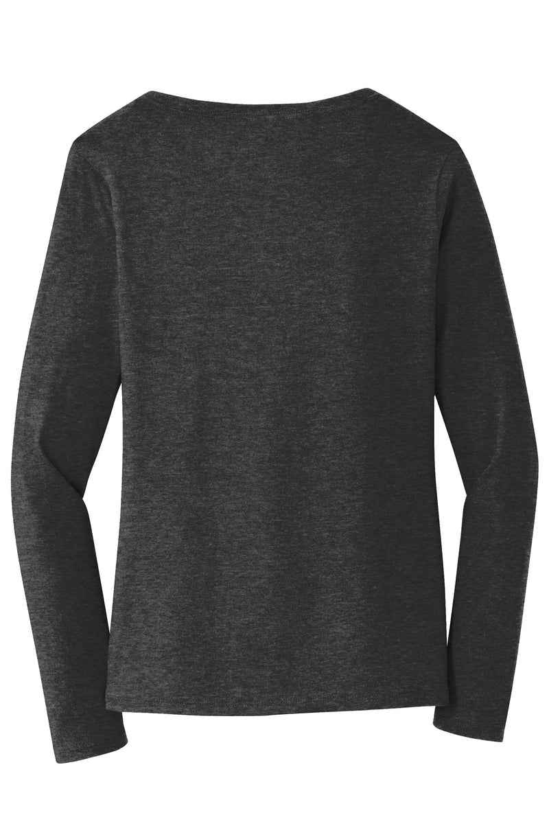 Port & Co Women's Long Sleeve Fan Favorite V-Neck Tee - Dark Heather Grey