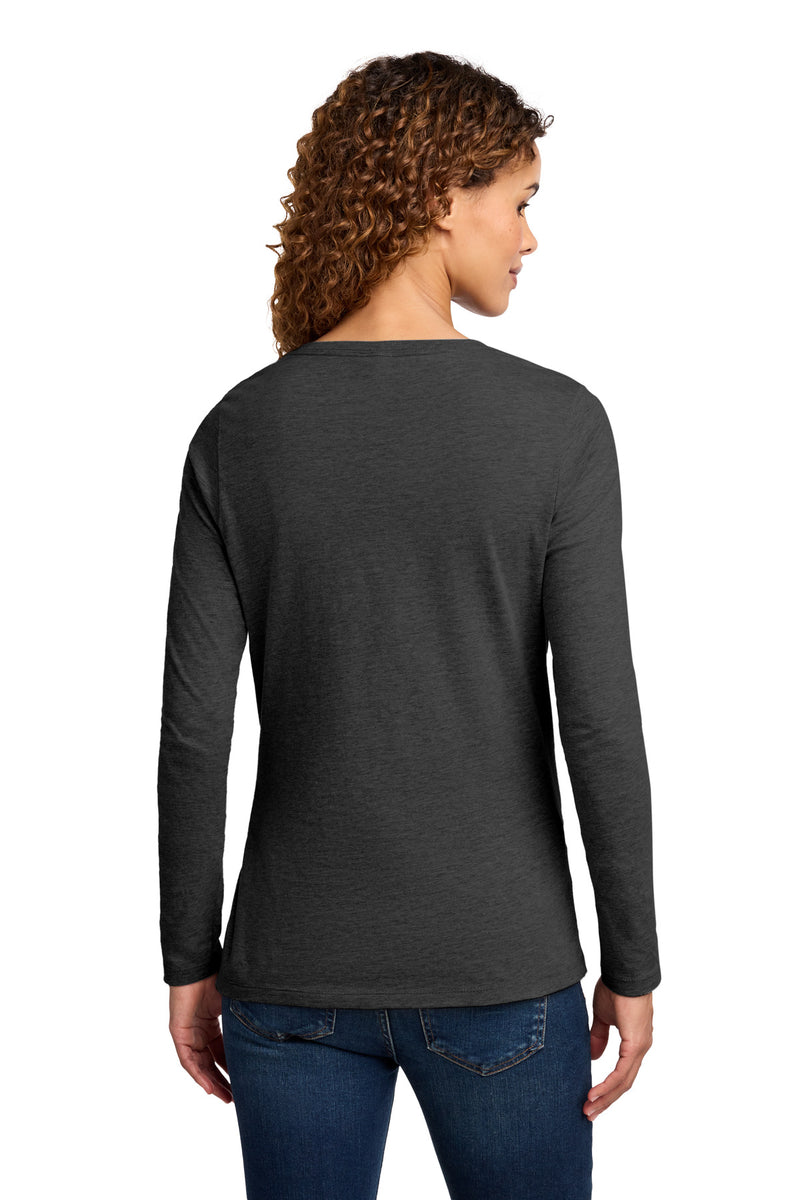 Port & Co Women's Long Sleeve Fan Favorite V-Neck Tee - Dark Heather Grey