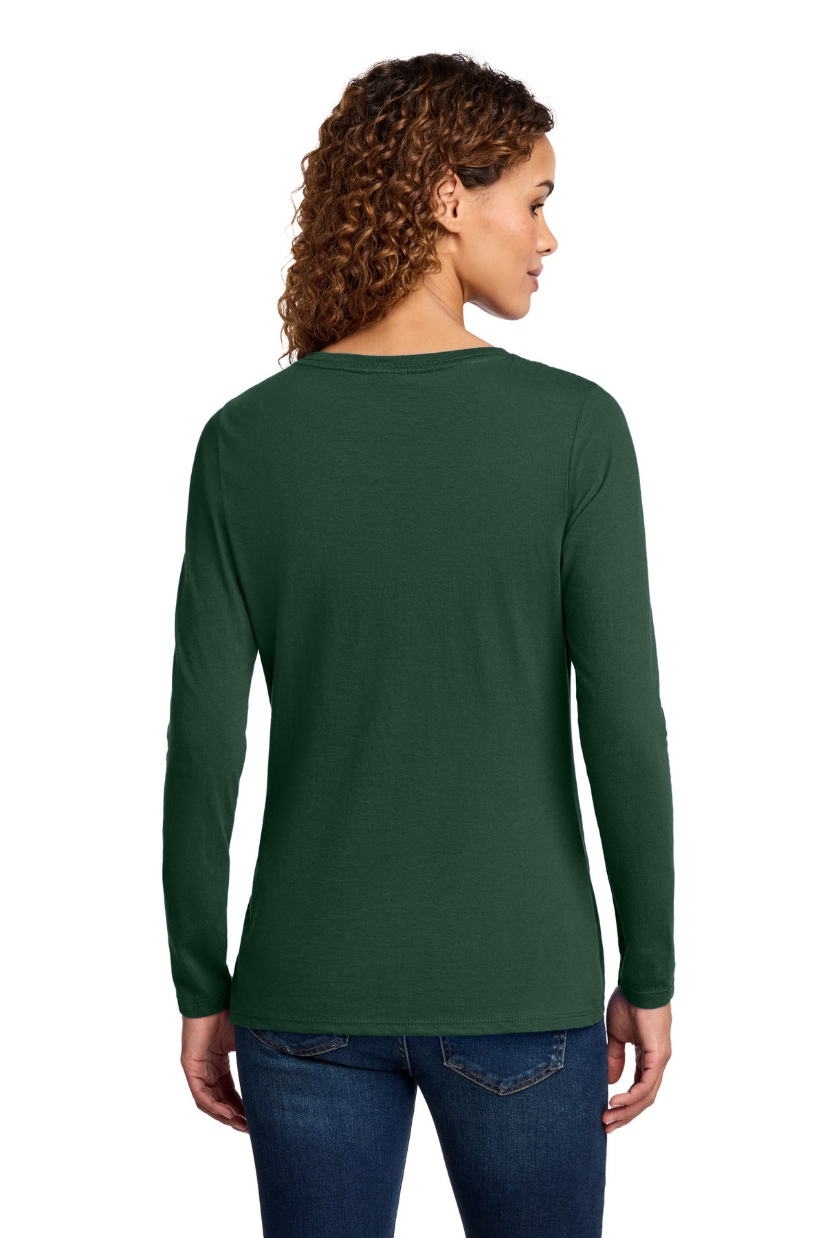 Port & Co Women's Long Sleeve Fan Favorite V-Neck Tee - Forest Green