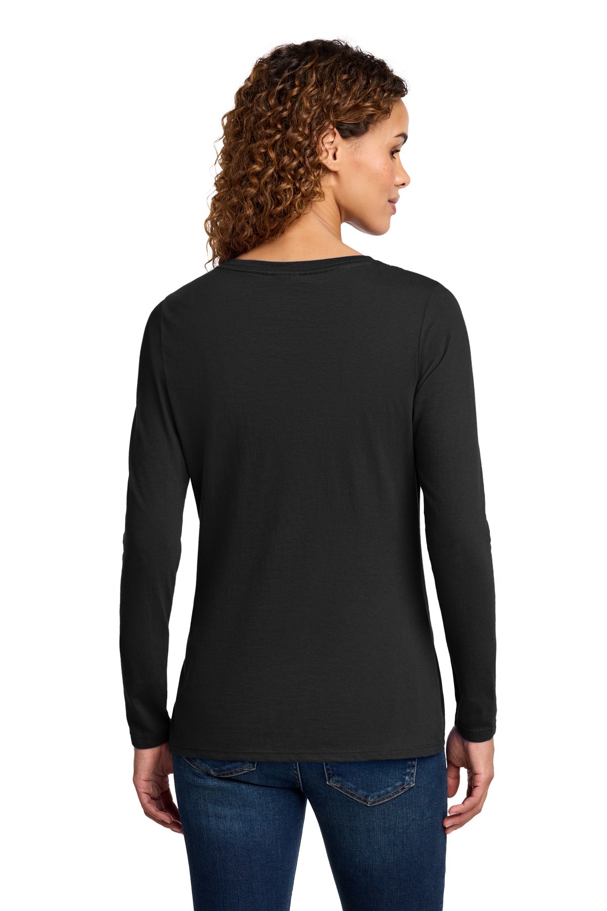 Port & Co Women's Long Sleeve Fan Favorite V-Neck Tee - Jet Black