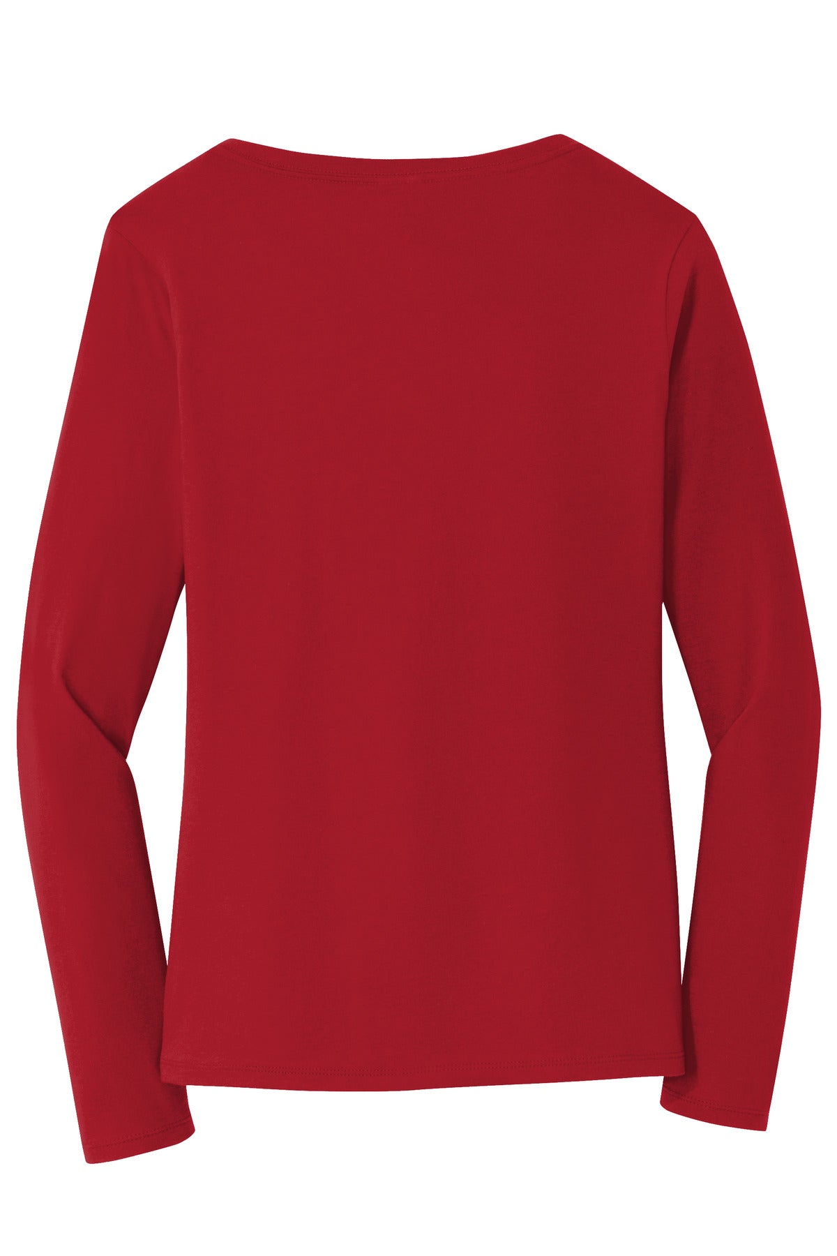 Port & Co Women's Long Sleeve Fan Favorite V-Neck Tee - Team Cardinal
