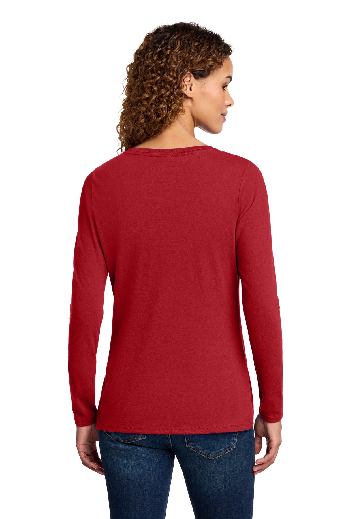 Port & Co Women's Long Sleeve Fan Favorite V-Neck Tee - Team Cardinal