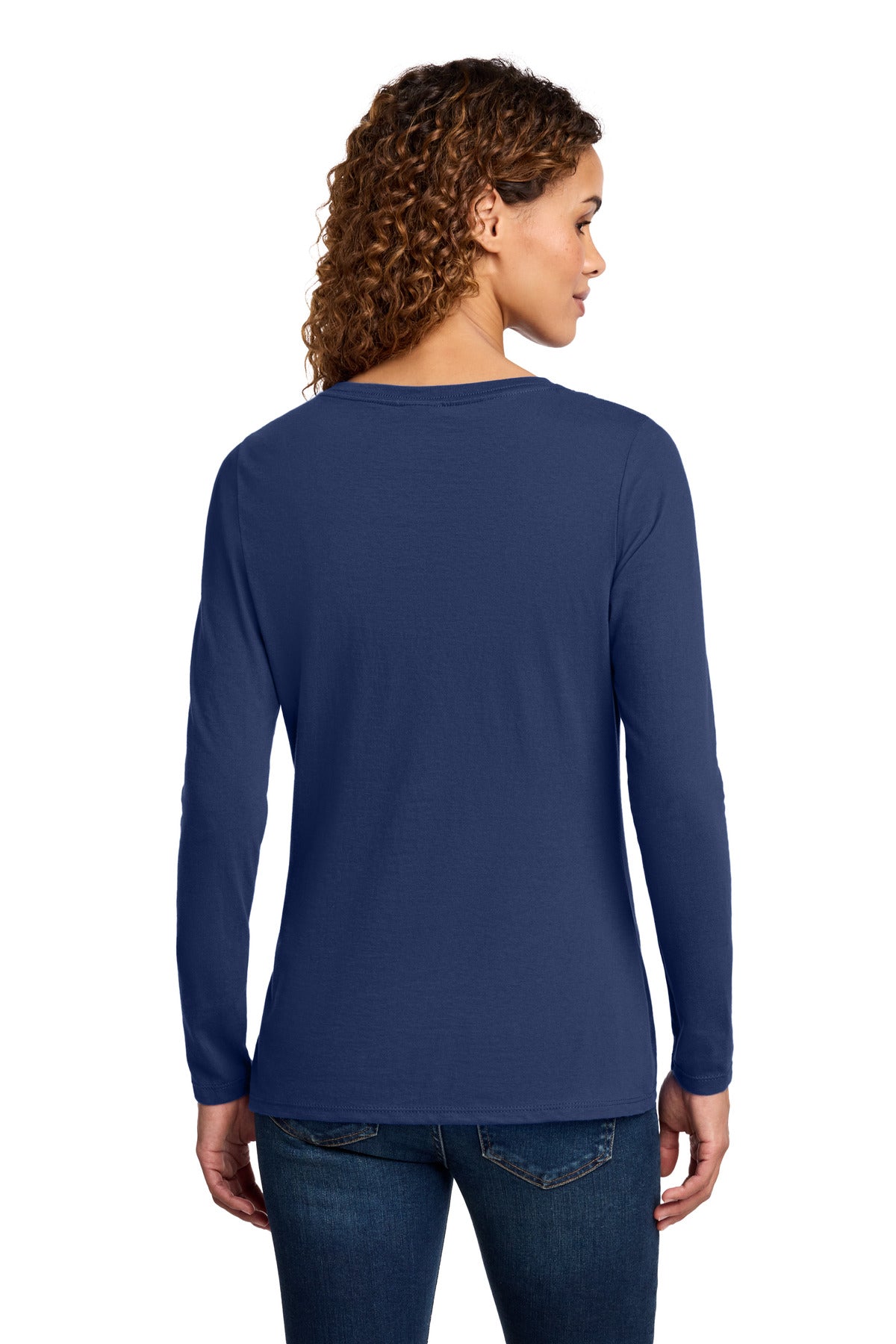 Port & Co Women's Long Sleeve Fan Favorite V-Neck Tee - Team Navy