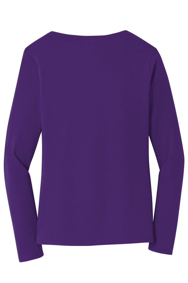 Port & Co Women's Long Sleeve Fan Favorite V-Neck Tee - Team Purple